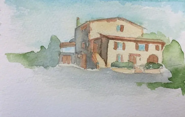 Landhuis, aquarel van Ferry Breugem