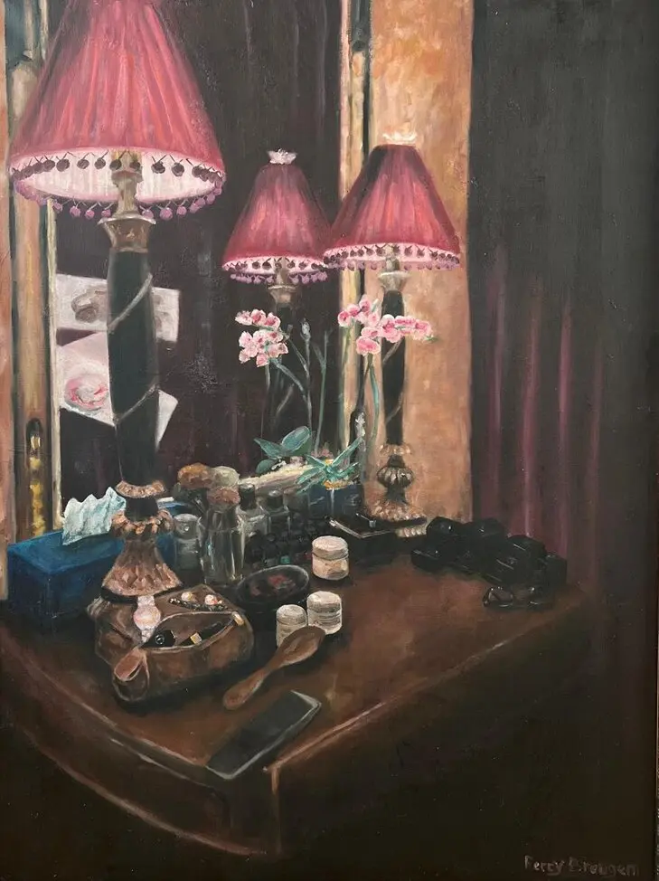 Stilleven met lampen, olieverf van Ferry Breugem